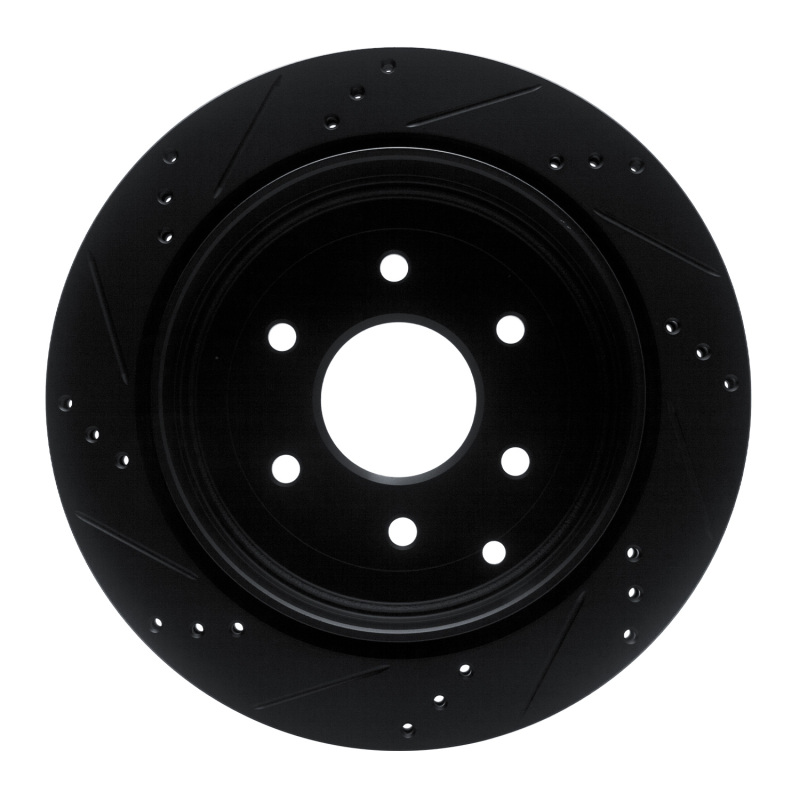 Infiniti QX80 Brake Rotor (1) - Rear Right - R1 Concepts - Drilled & Slotted - Black - `10-`24